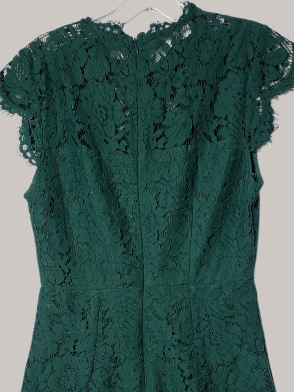 Merokeety Womens Lace Sheath Midi Dress Scalloped Hem Emerald Green Small - Picture 8 of 15